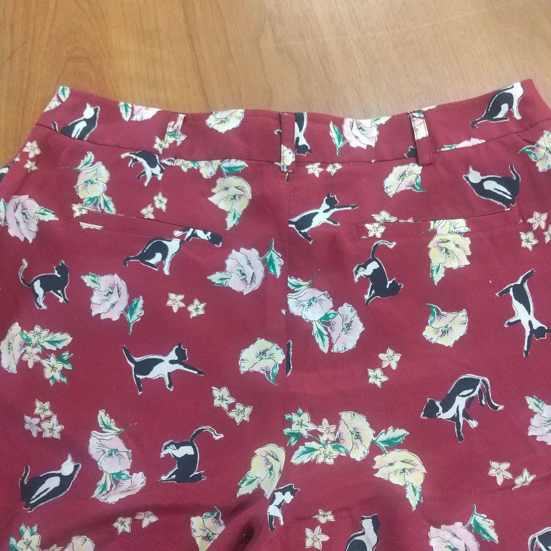 MaxMara 猫と花プリント シルク ガウチョパンツ 美品