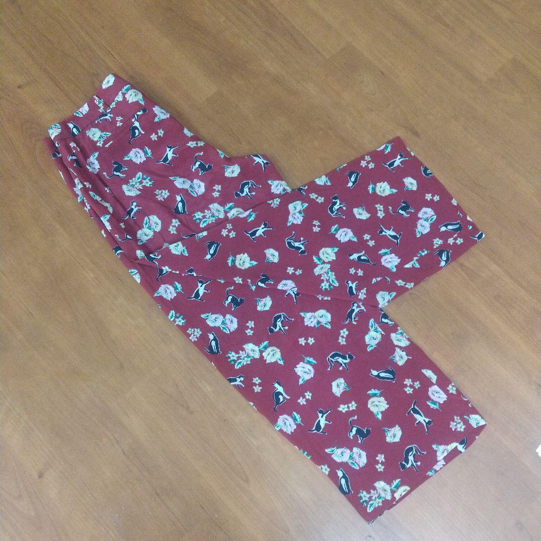 MaxMara 猫と花プリント シルク ガウチョパンツ 美品