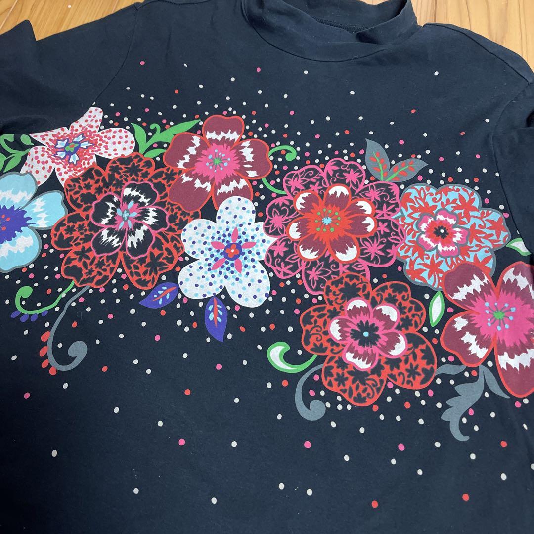 オンラインショップ TOKUKO VOL 黒 半袖チュニック 花柄 トップス