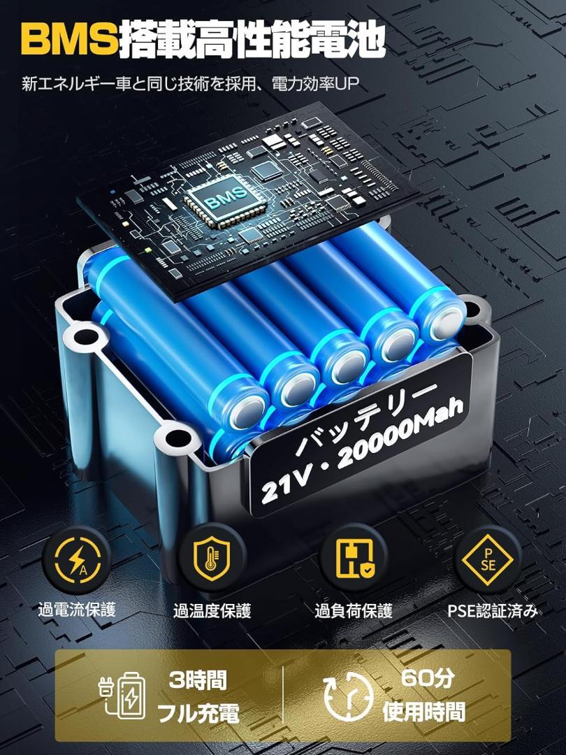 新登場強化版】高圧洗浄機 コードレス 充電式 20000mAh