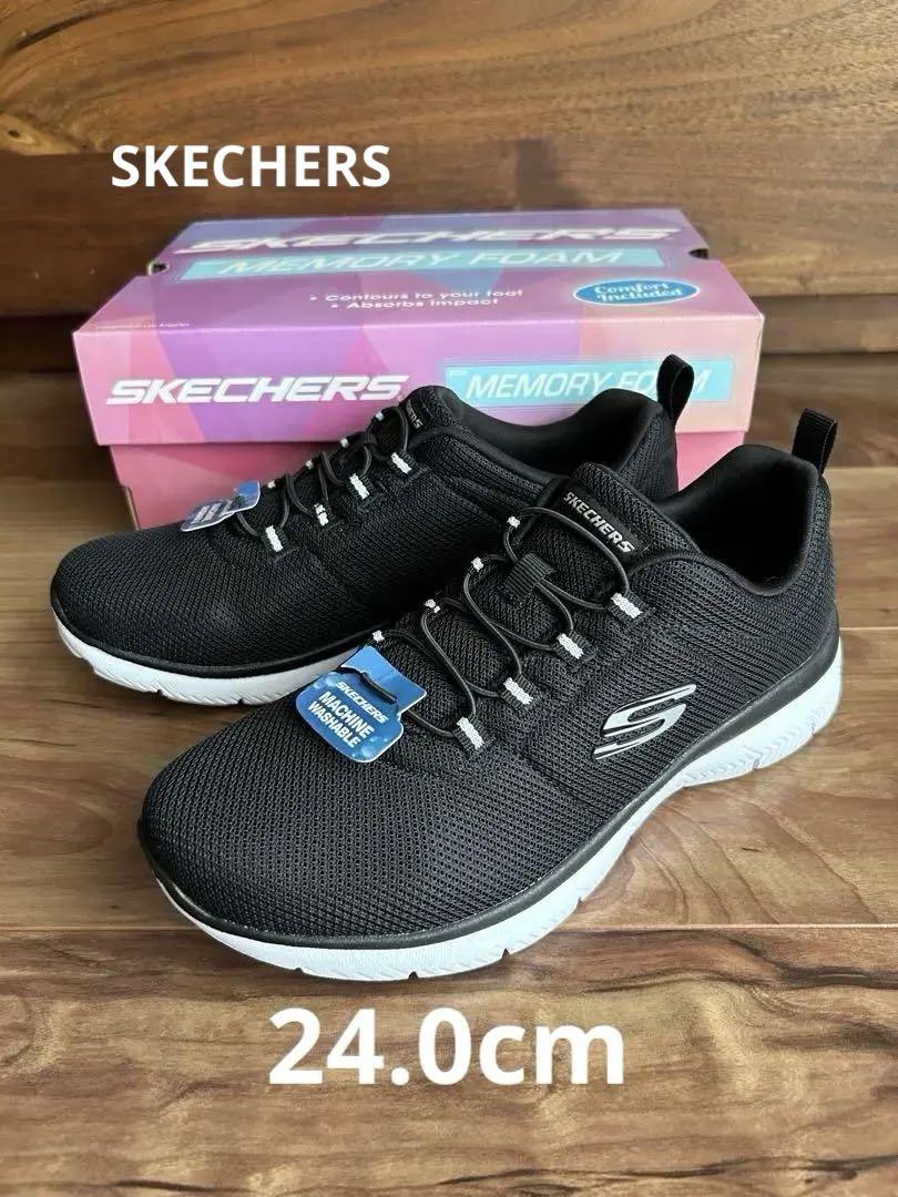 新品★SKECHERS メモリーフォーム スニーカー ブラック　24.0