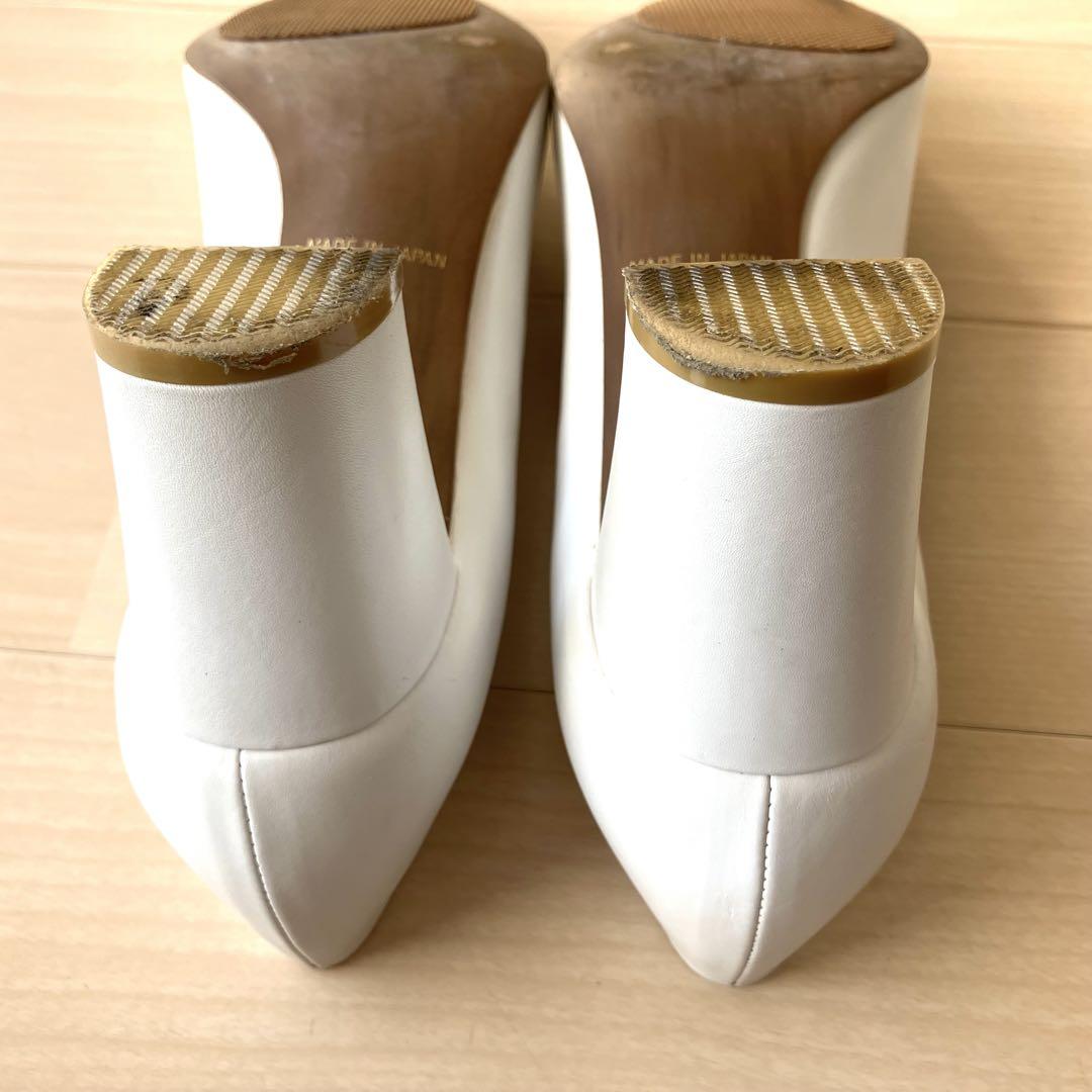 UNITED ARROWS ホワイト ポインテッドトゥ パンプス　サイズ36.5
