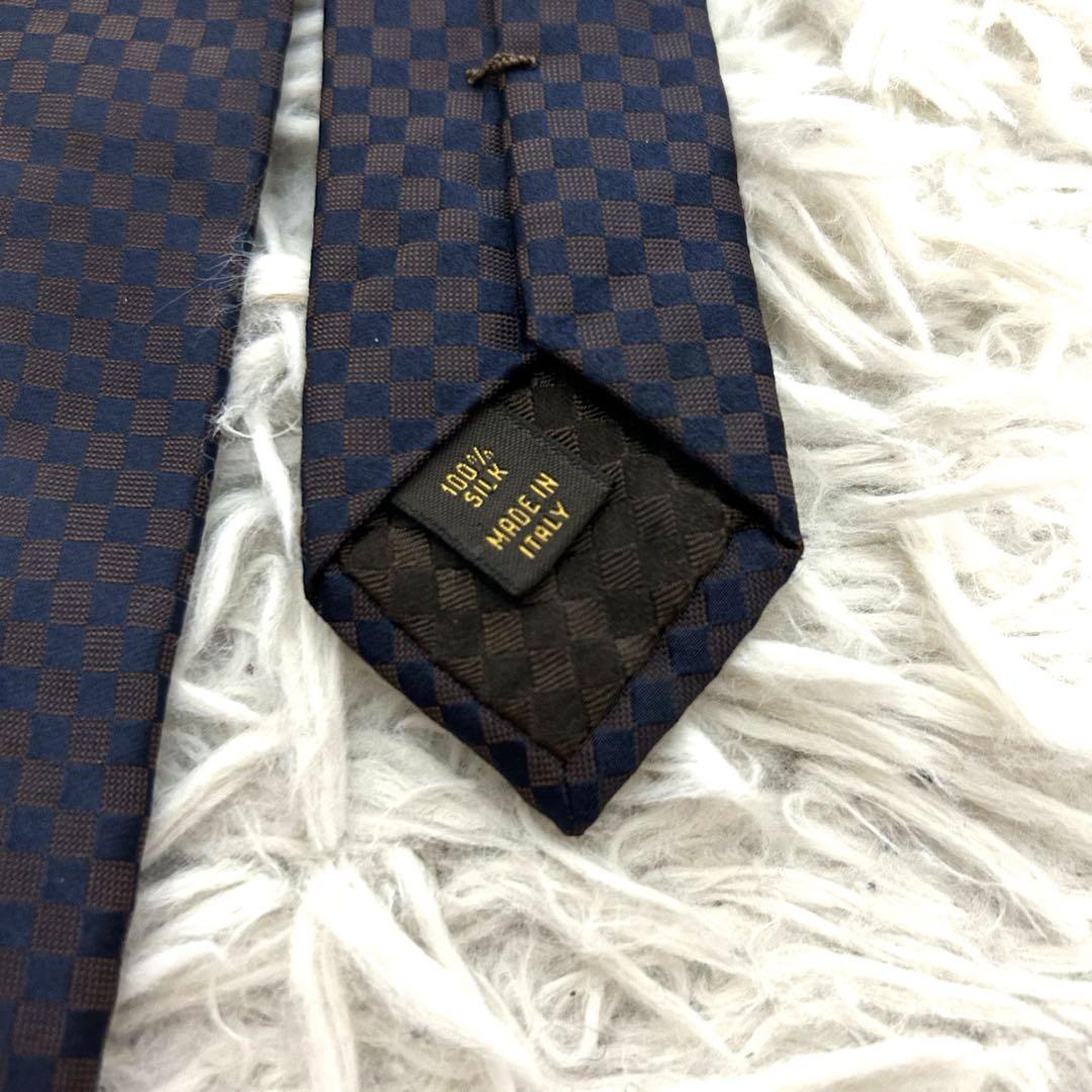 希少　LOUIS VUITTON ネクタイ　ダミエ　LV ネイビー　ブラウン