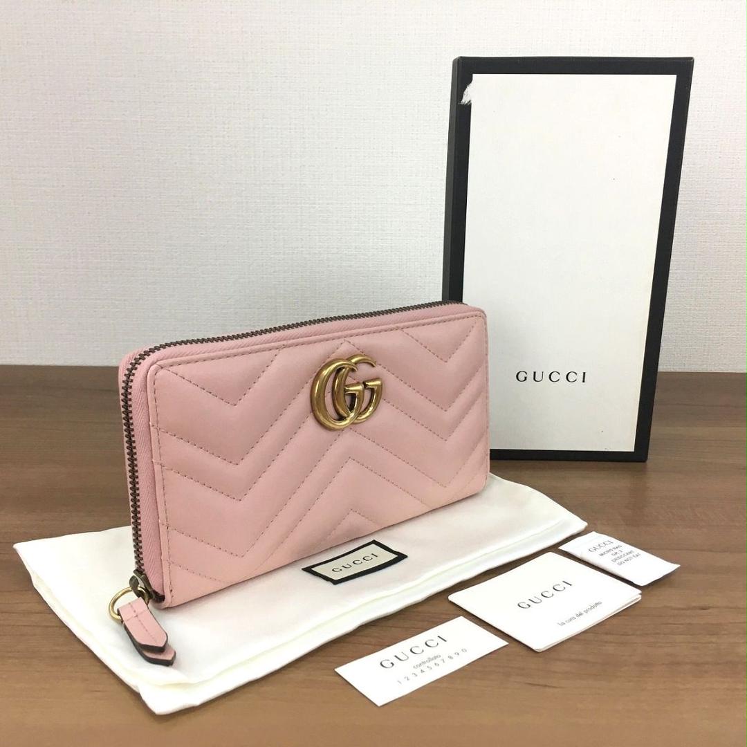未使用品 GUCCI 長財布 443123 ライトピンク 383