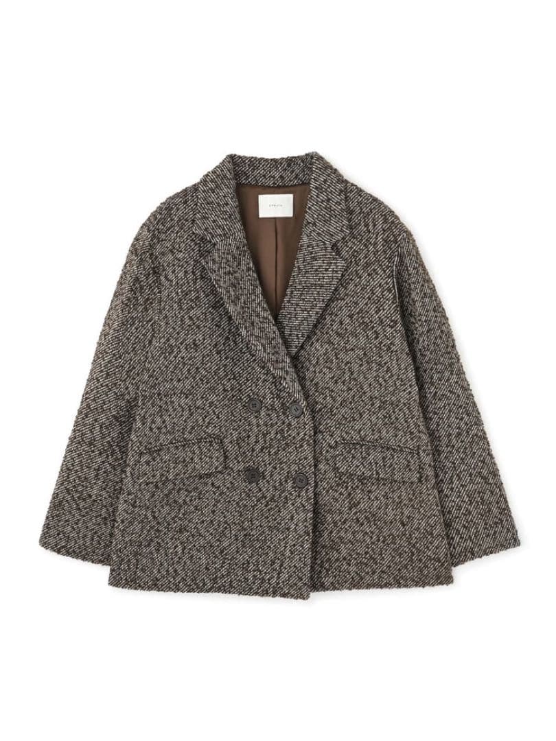 strata ネップツイードジャケットコート ブラウンミックス SIZE COHINA