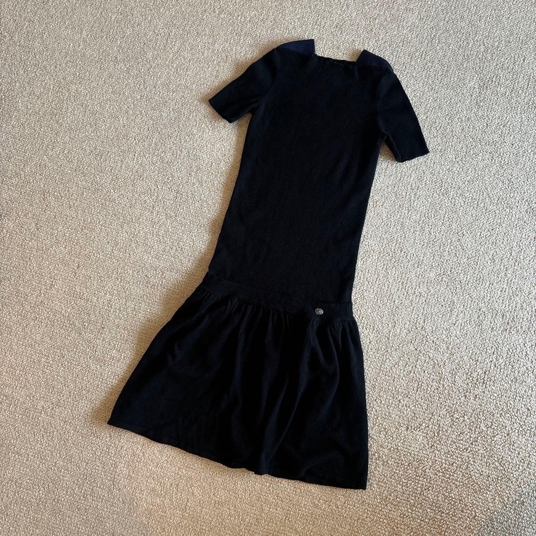 CHANEL ニットワンピース 半袖 フ 34サイズS CHANEL