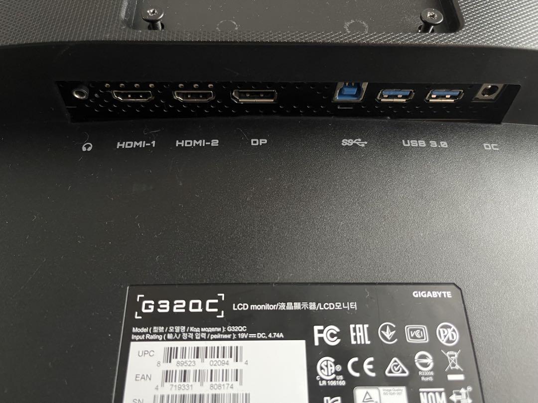 GIGABYTE G32QC 31.5インチゲーミングモニターQHD 165hz
