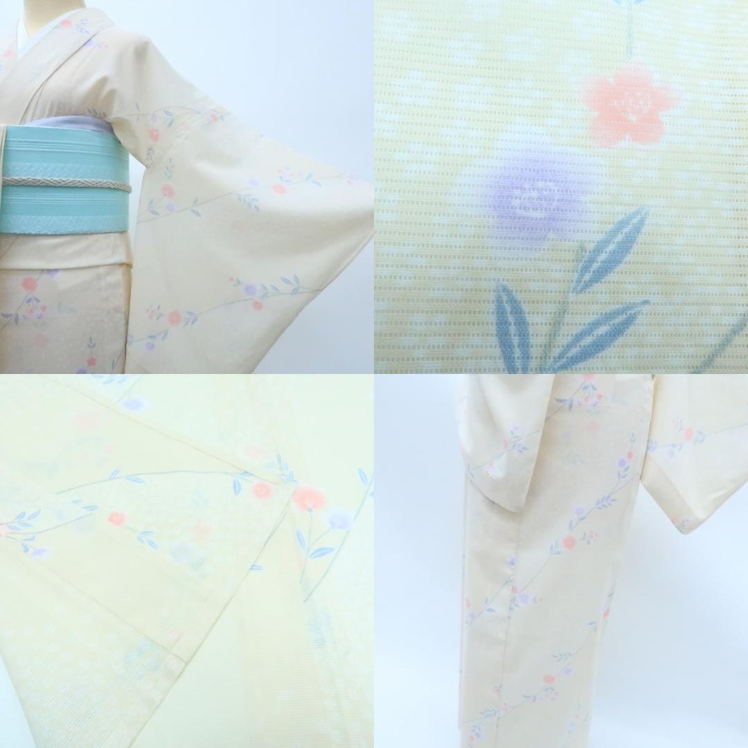 Y1274◆洗える夏着物 誂えポリエステル 薄物 手縫い仕立て 小紋 着物 Y-895◇洗える夏着物 誂えポリエステル 絽 手縫い仕立て 小紋 着物