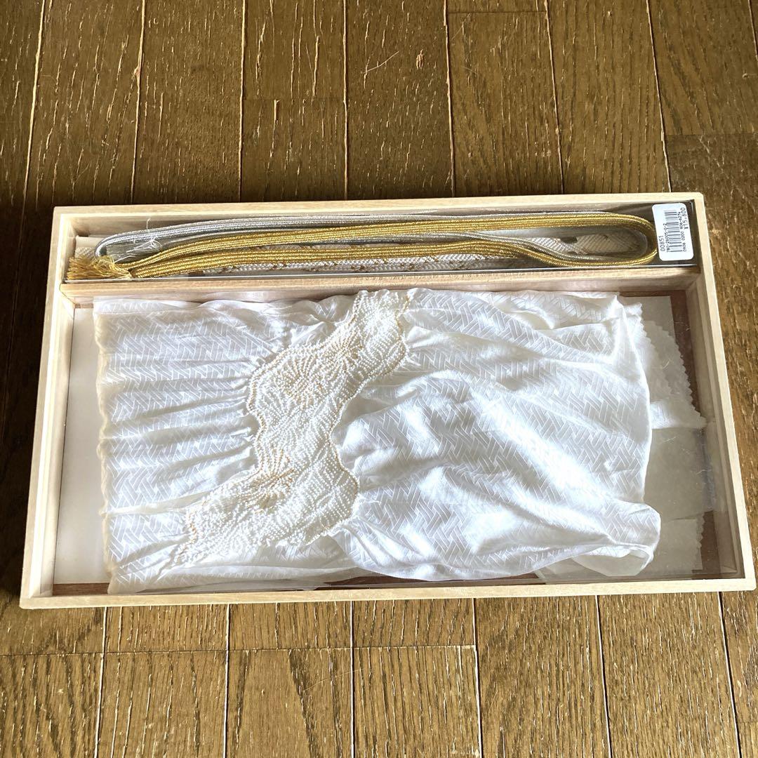 正絹高級絞帯あげ帯締めセット　白絞り