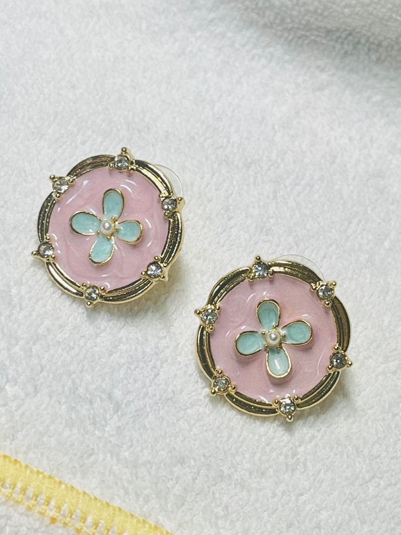 多色ビーズブレスレットとピアス　セット