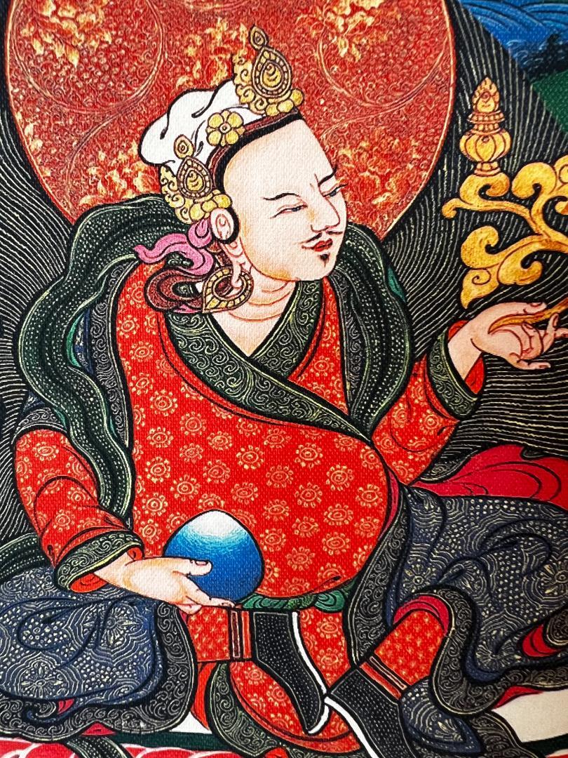 【海】タンカ　チベット仏教　絹本　仏画　仏教美術　複製品_04　横約8９cm