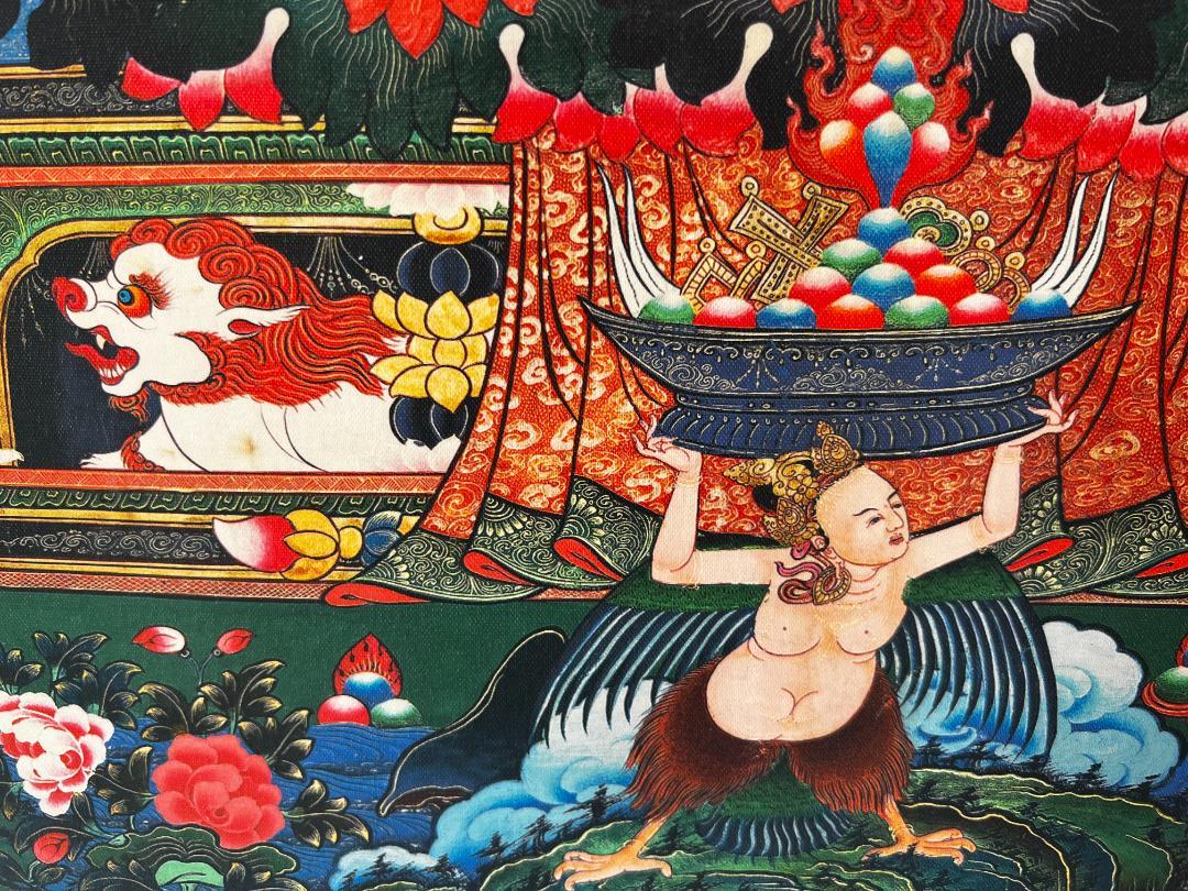 【海】タンカ　チベット仏教　絹本　仏画　仏教美術　複製品_04　横約8９cm
