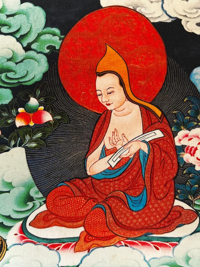 【海】タンカ　チベット仏教　絹本　仏画　仏教美術　複製品_04　横約8９cm
