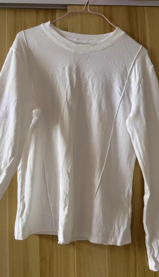 ホワイト 長袖 Tシャツ コットン