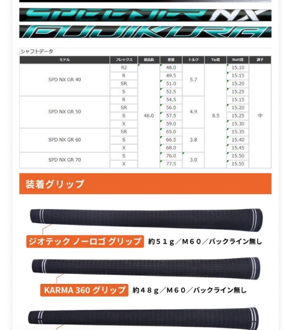 Fujikura スピーダーNX GREEN 40-S PRGRスリーブ付き