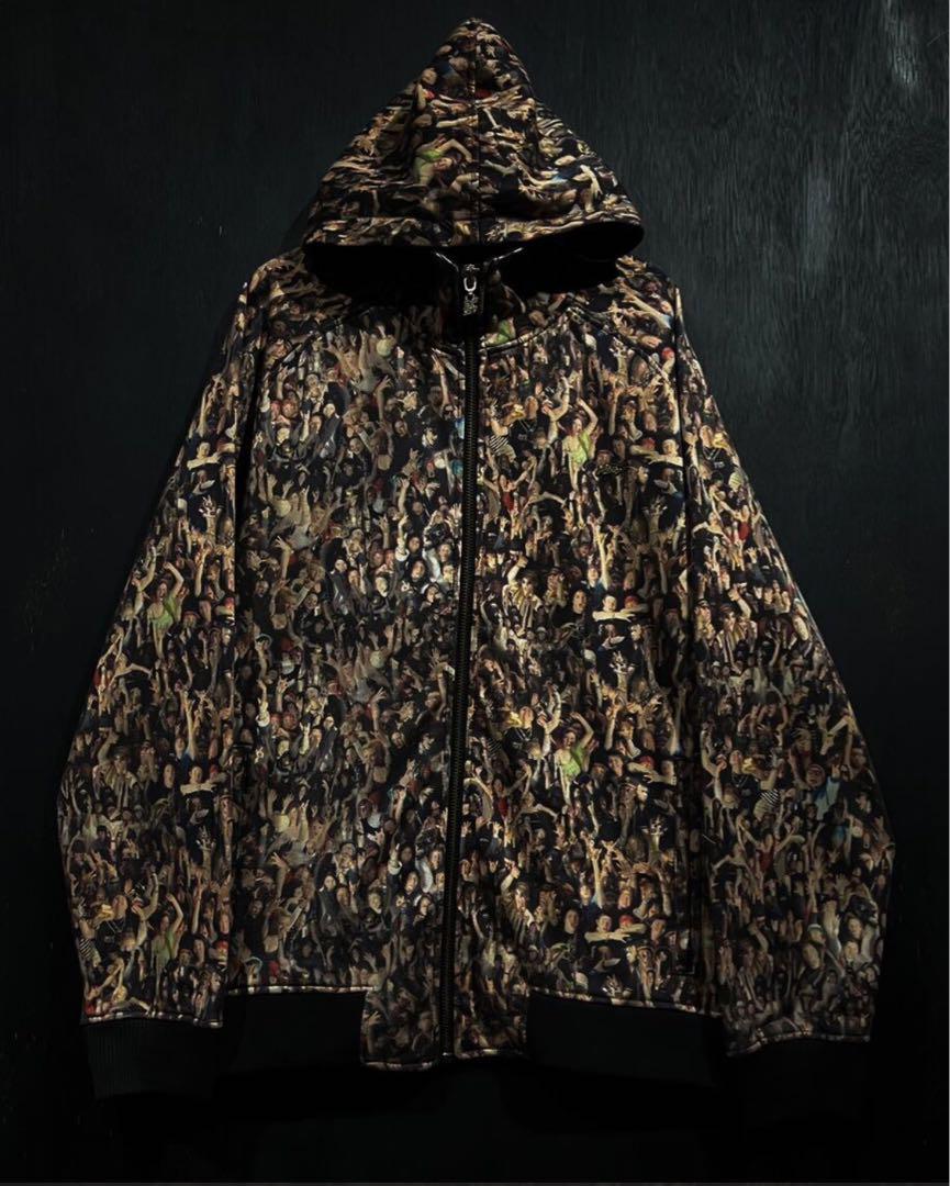 Humam Pattern Loose Zip Up Hoodie
