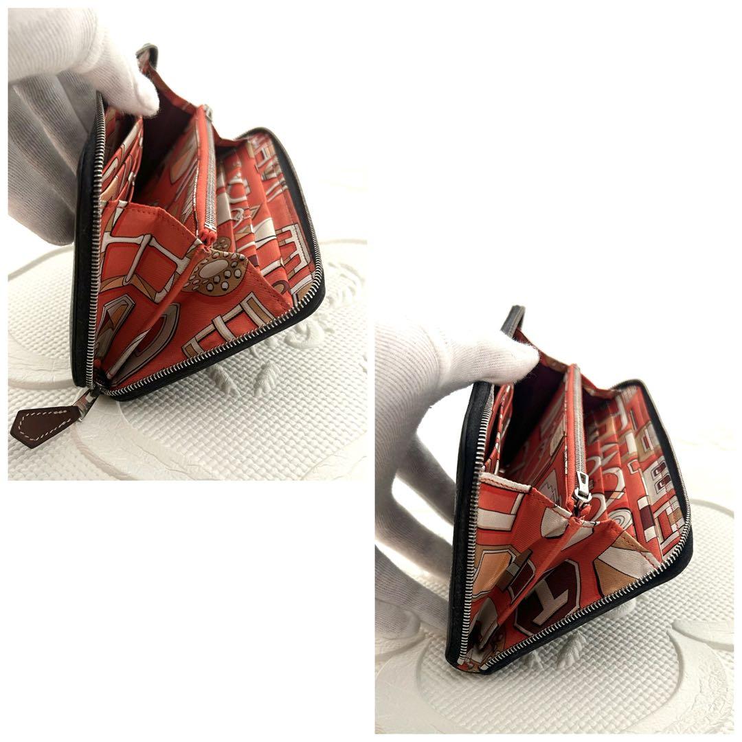 エルメス 長財布 アザップシルクインブラック×オレンジ 正規品