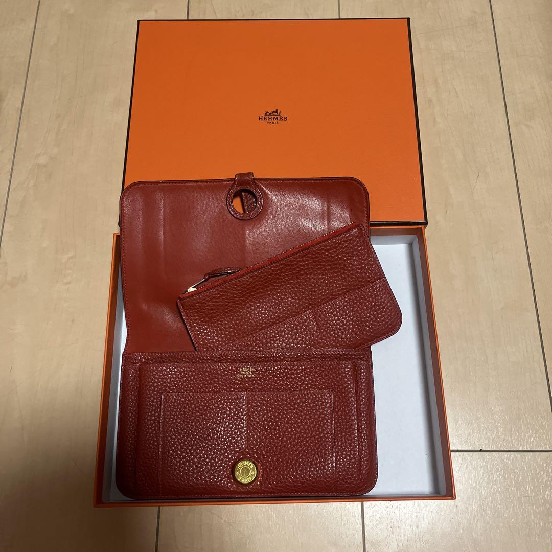 HERMES エルメス 長財布 ドゴンGM レッド トゴ レザー 二つ折り長財布 HERMES （新品・未使用品）エルメス ドゴン GM デュオ 二つ折り