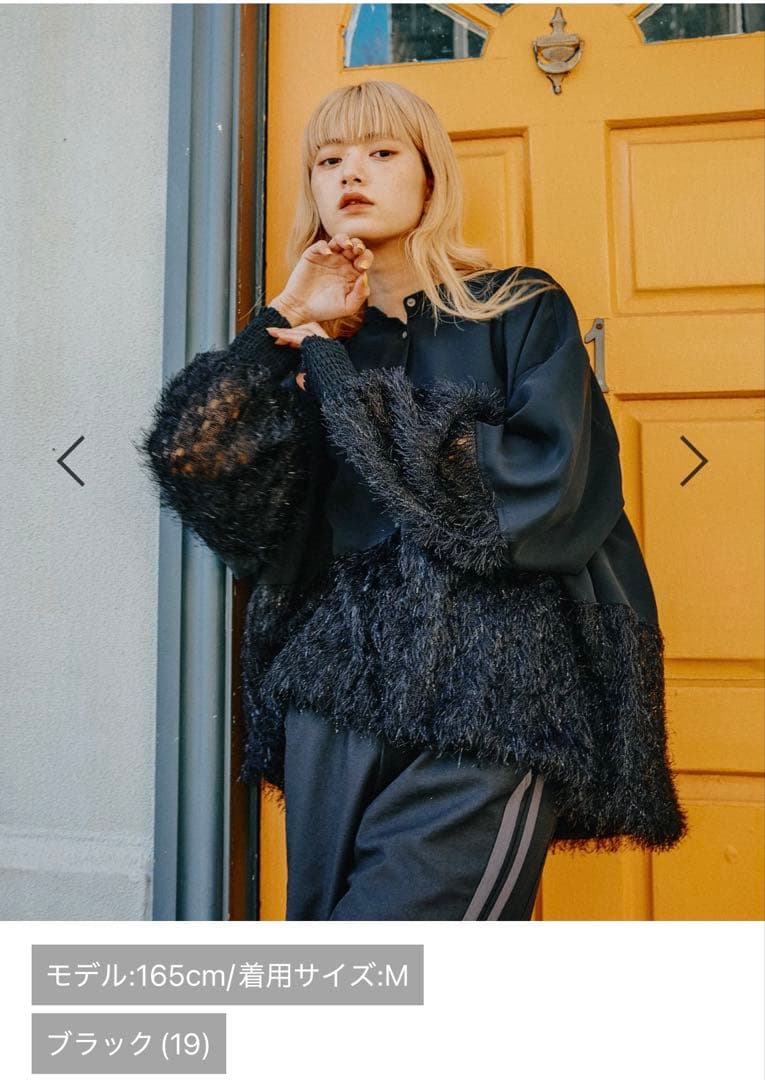 ニコアンド　バンドモケバルーンブラウス　ブラック　M