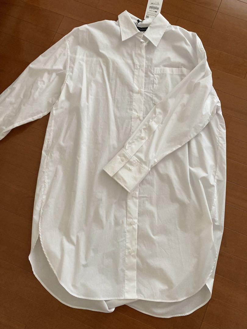 新品☆ZARAザラ シャツワンピ ロングポプリンシャツ XSーSサイズ