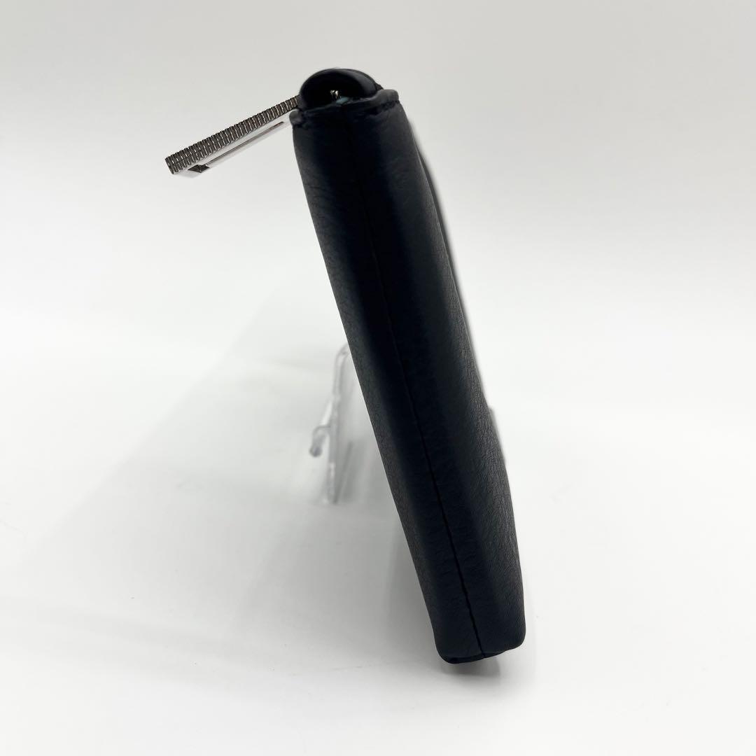 未使用級 ティファニー 長財布 L字ファスナー レザー シボ 黒