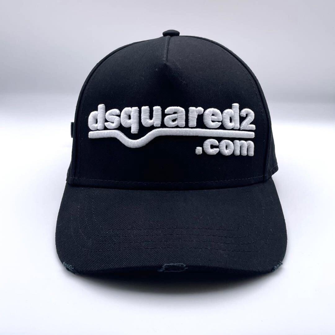 美品✨DSQUARED2【ロゴ文字刺繍】ダメージ加工✨カーブキャップ
