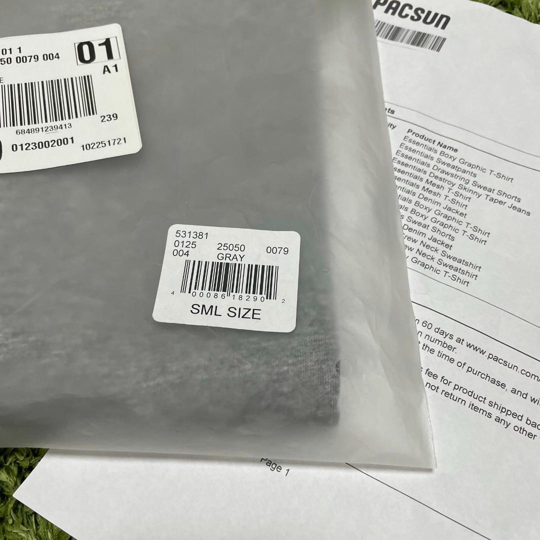 【訳あり】 FOG エッセンシャルズ ロゴ Tシャツ 灰 S 【訳あり】 FOG エッセンシャルズ ロゴ Tシャツ 灰 S