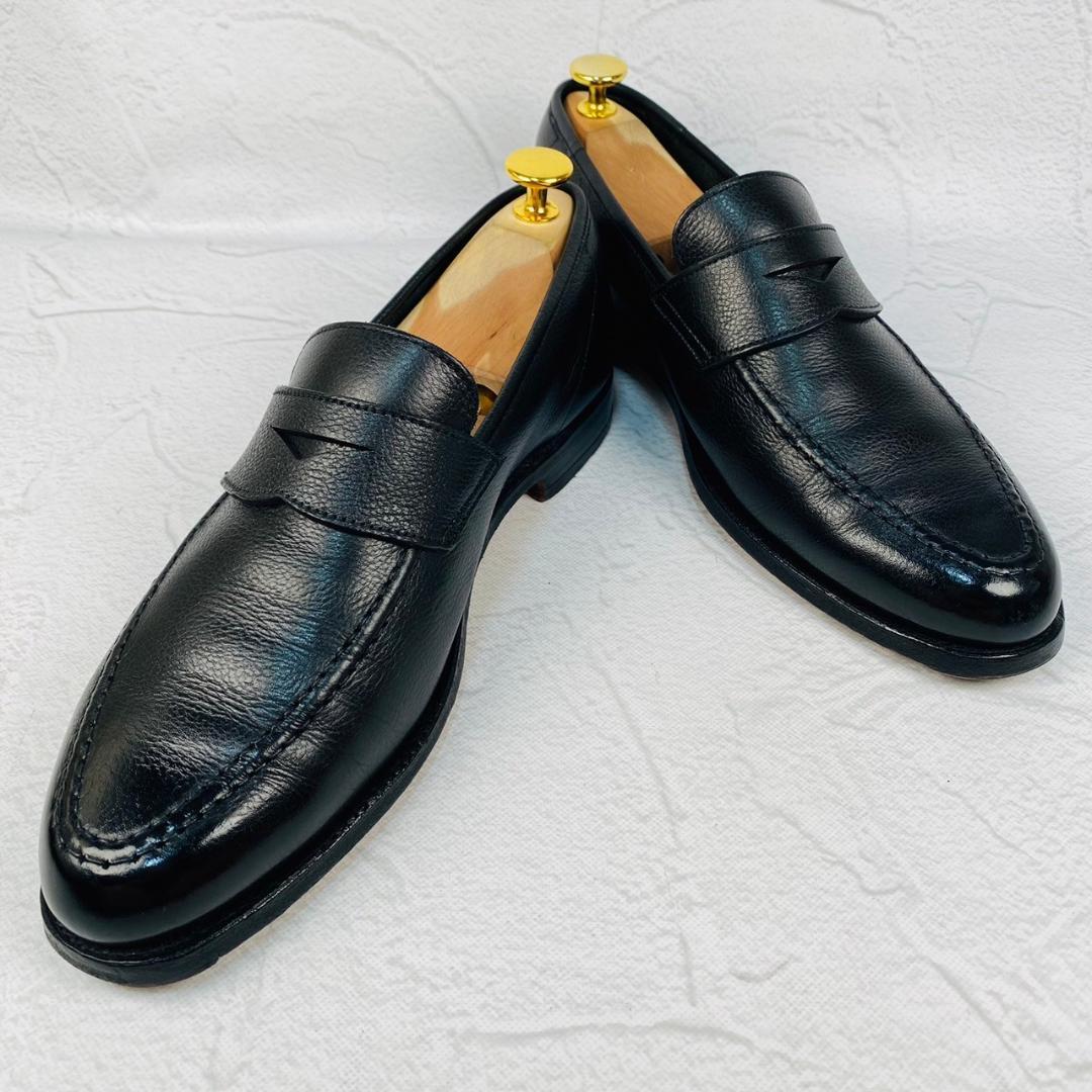 【良品】クロケットアンドジョーンズ コインローファー シボ革 黒 6相当 画像10