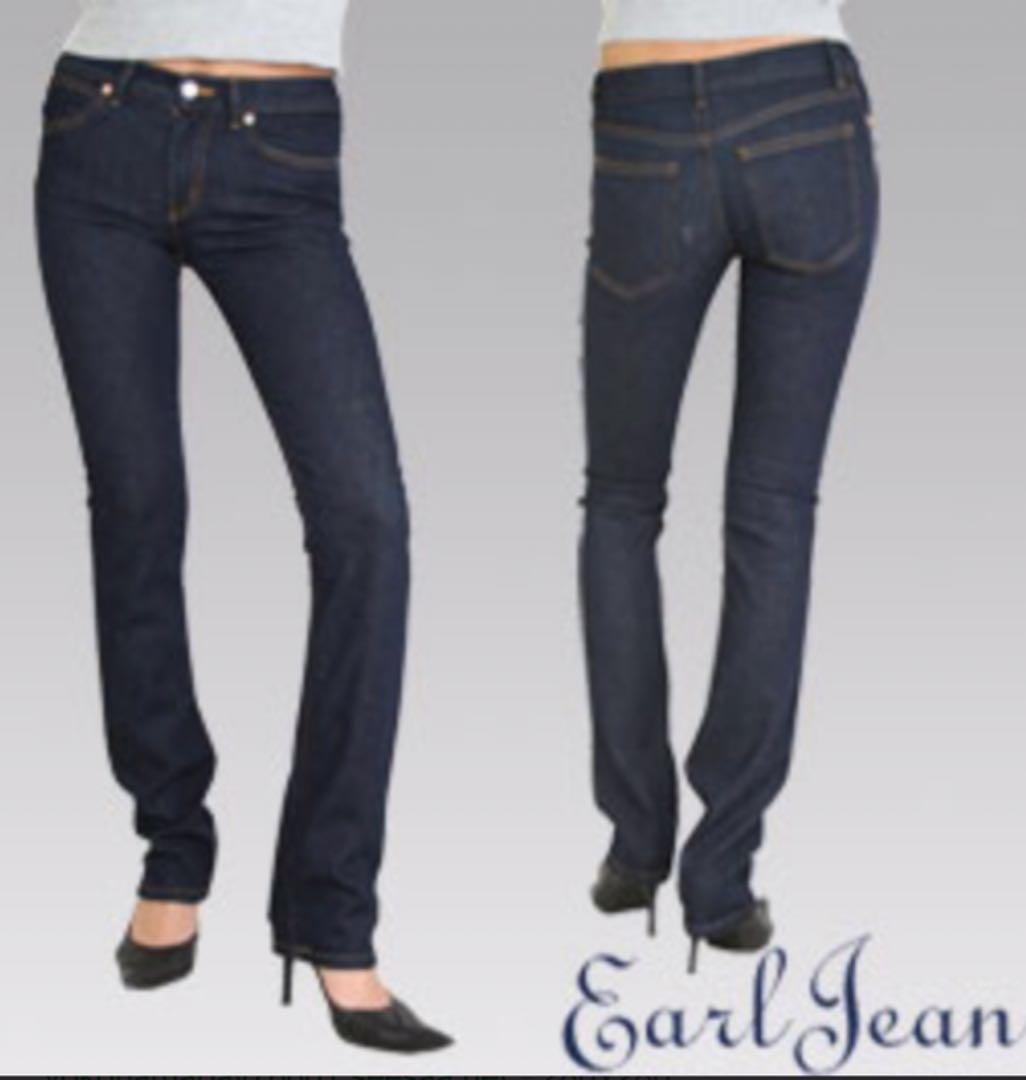 大人も着やすいシンプルファッション アールジーンEarl Jean美脚ストレートデニム25美品USA製 - デニム/ジーンズ