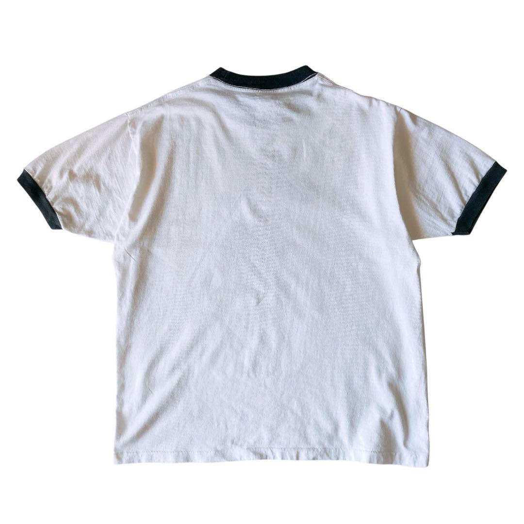70s USA製 ミッキーマウス リンガーTシャツ XL 白足 染み込み