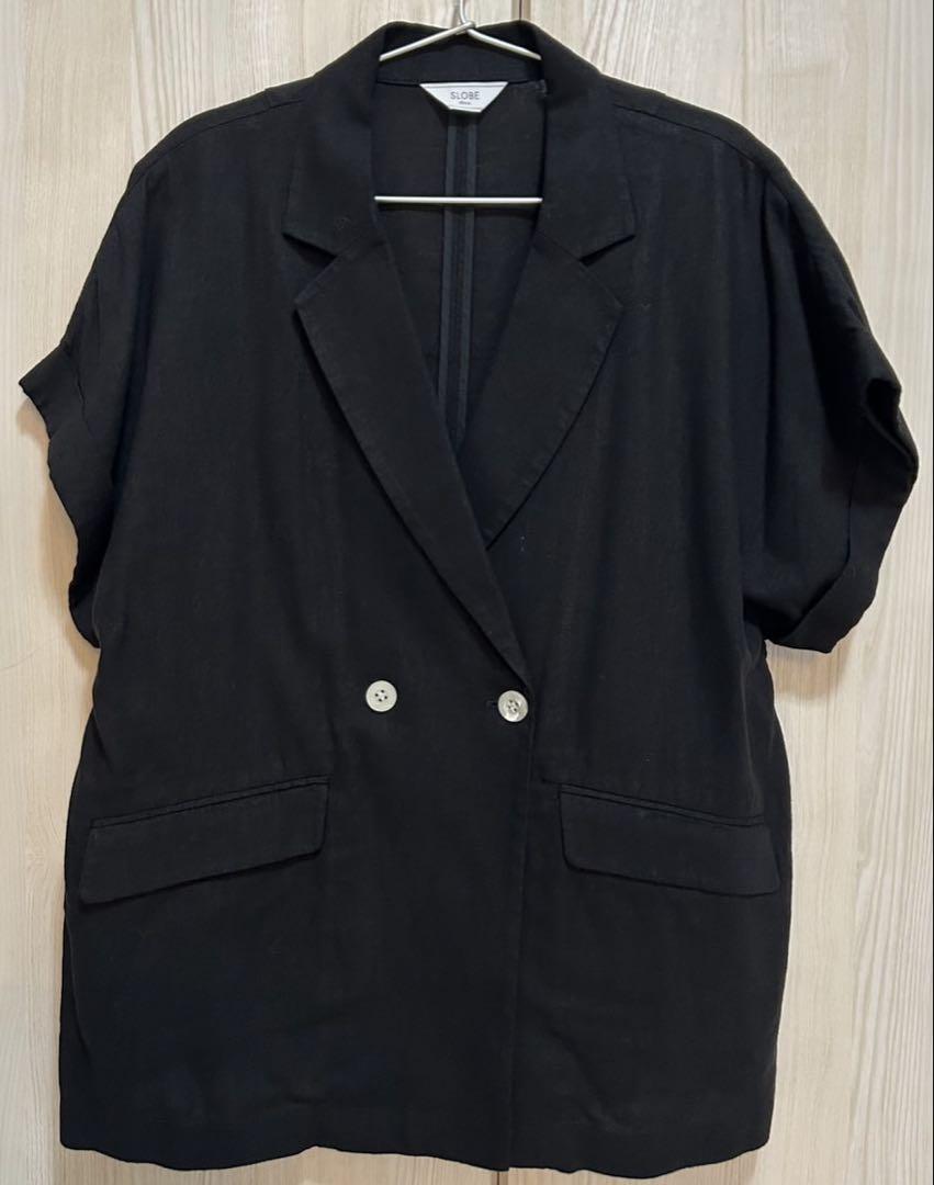 美品 SLOBE IENAレーヨンリネンハーフスリーブ ジャケット