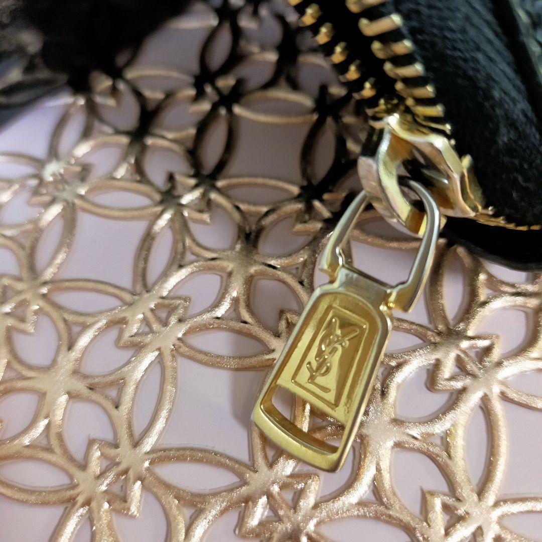 していまし ✨超美品✨イヴサンローラン ラウンドファスナー パテントレザー kEwXI-m93952341502 黒 長財布 れがいっぱ