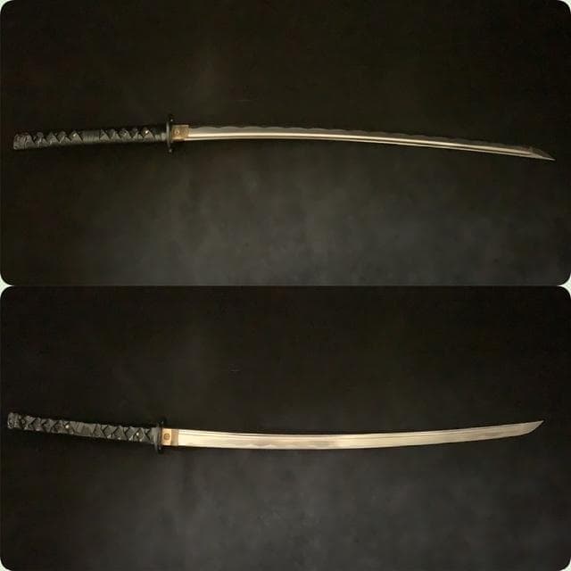 【特殊鋼材 模造刀】居合刀 牛革柄巻 二本目釘 二尺三寸四分 抜身重1,043g 【特殊鋼材 模造刀】居合刀 牛革柄巻 二本目釘 二尺三寸四分 抜身重1,043g