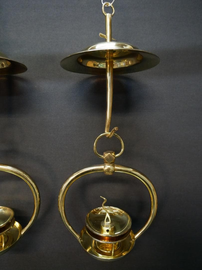 長期保管品】リン灯 1対 真鍮製 高さ39㎝ 輪灯 りんとう 仏具1003