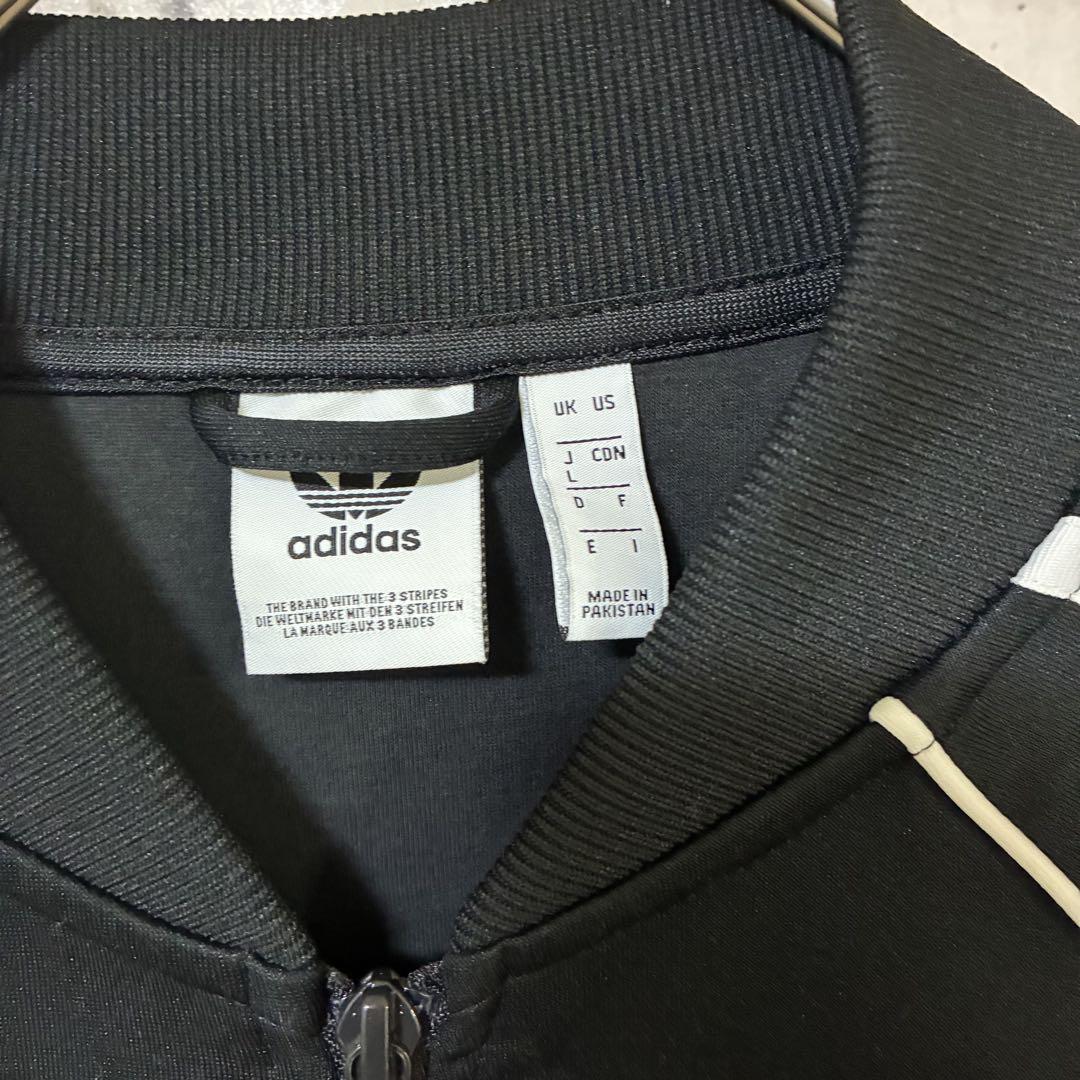 adidas 黒 トレフォイル刺繍ロゴ　トラックジャケット　ジャージ Lサイズ