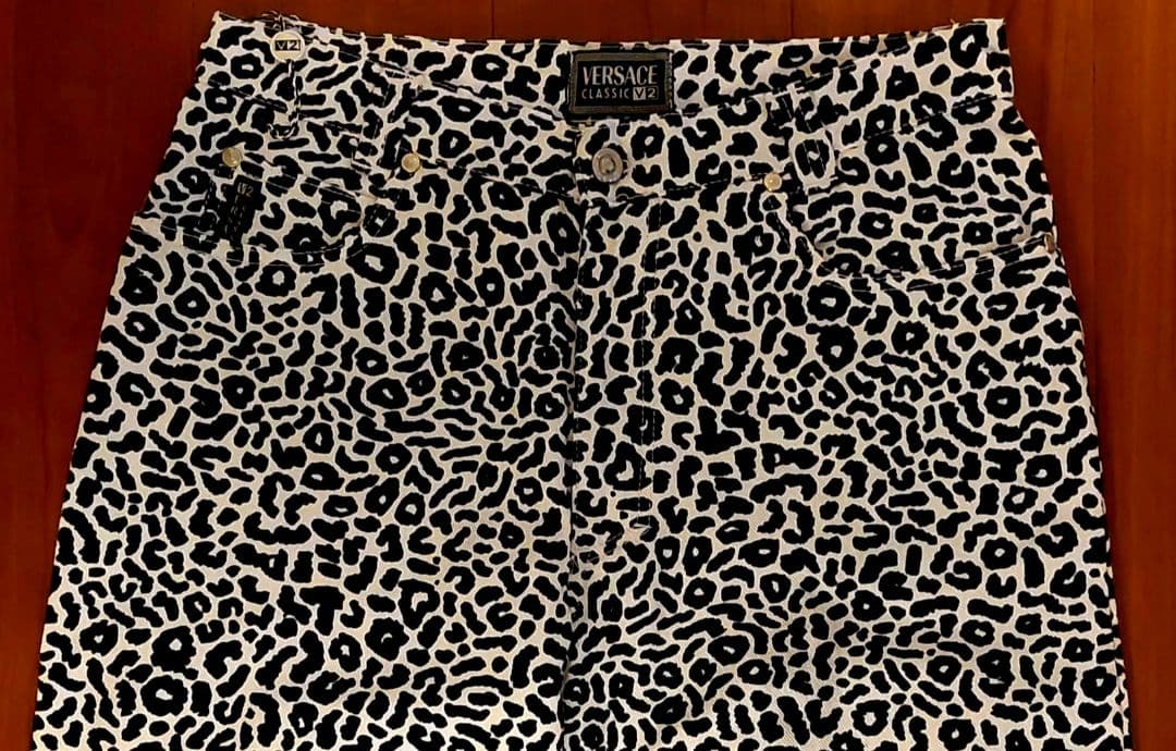 VERSACE V2 90年代 ヒョウ柄デニムパンツ VERSACE V2 90年代 ヒョウ柄デニムパンツ