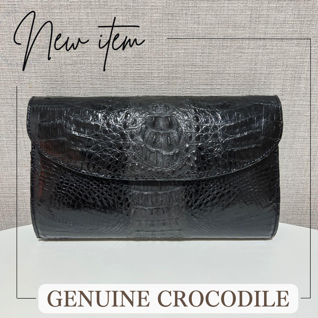 極美品 クロコダイル 本革 バッグ　GENUINE CROCODILE SKIN 本革・Genuine Crocodile】リアルクロコダイル クラッチバッグ