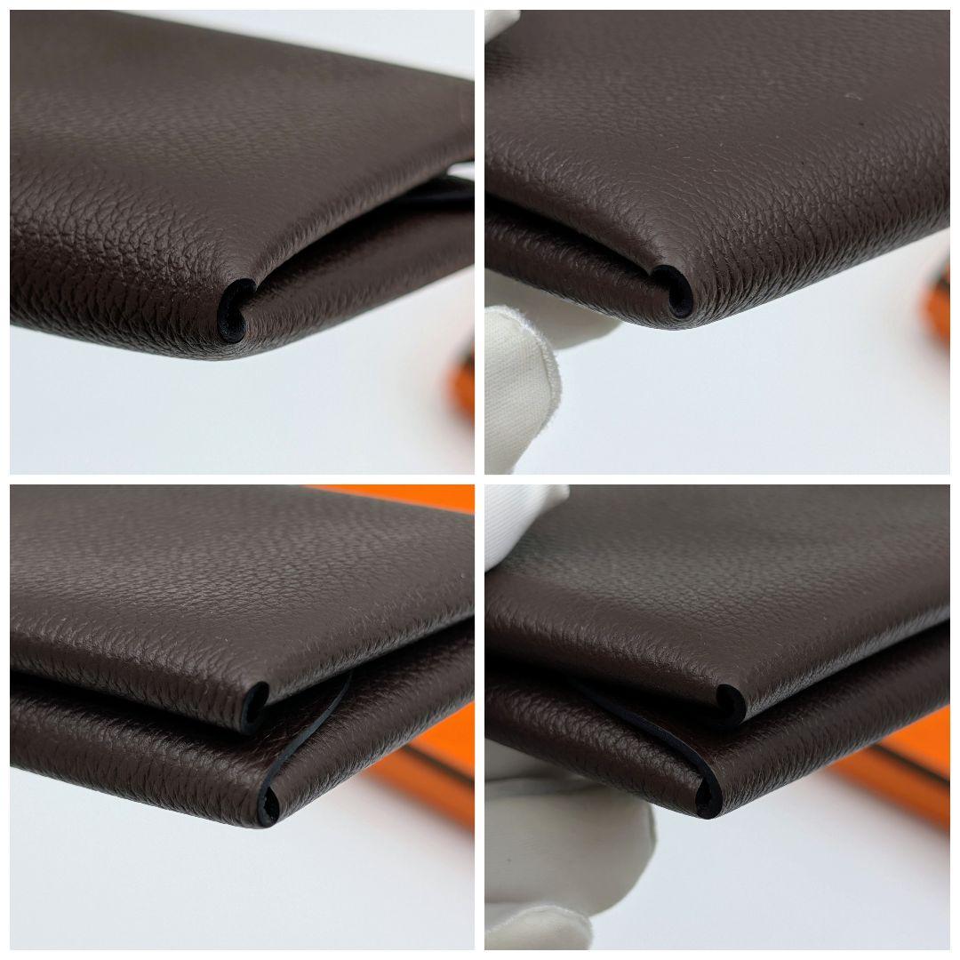 美品 エルメス カルヴィ デュオ ヴァッシュ K刻印 ダークブラウン 箱 カード