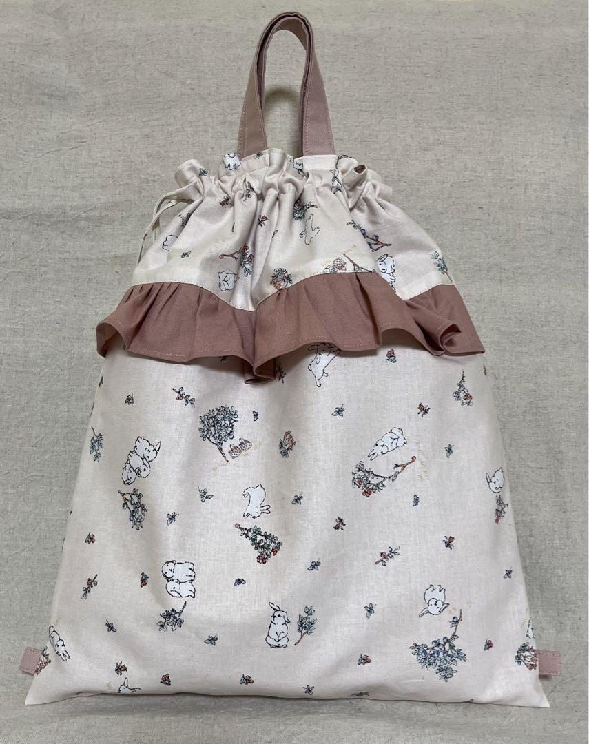 ふんわりうさぎ&ふりふりフリルの３点セット　レッスンバッグ　上履袋　体操服袋