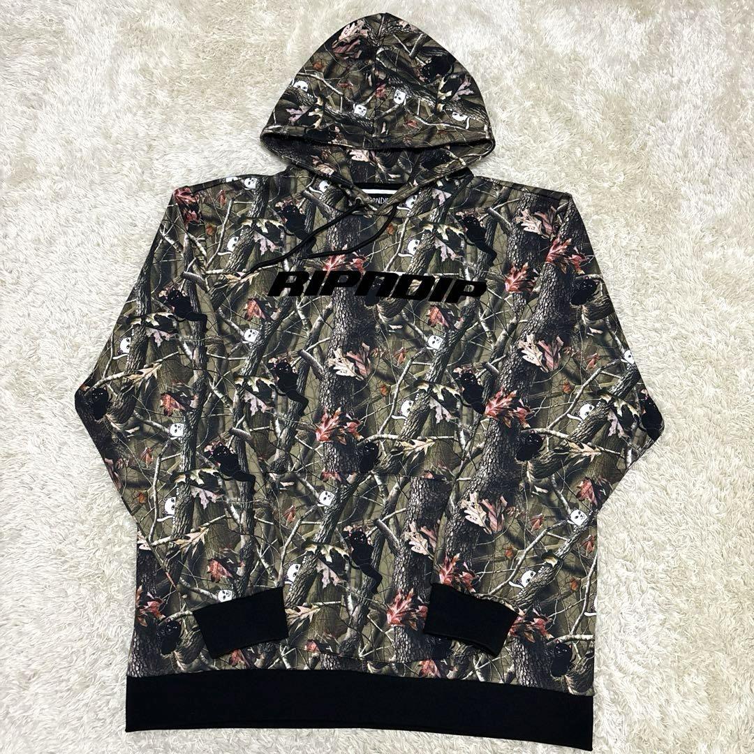 ripndip カモフラパーカー　リップンディップ パーカー　XL リップンディップ カモ フィッシュテール パーカー 迷彩 猫