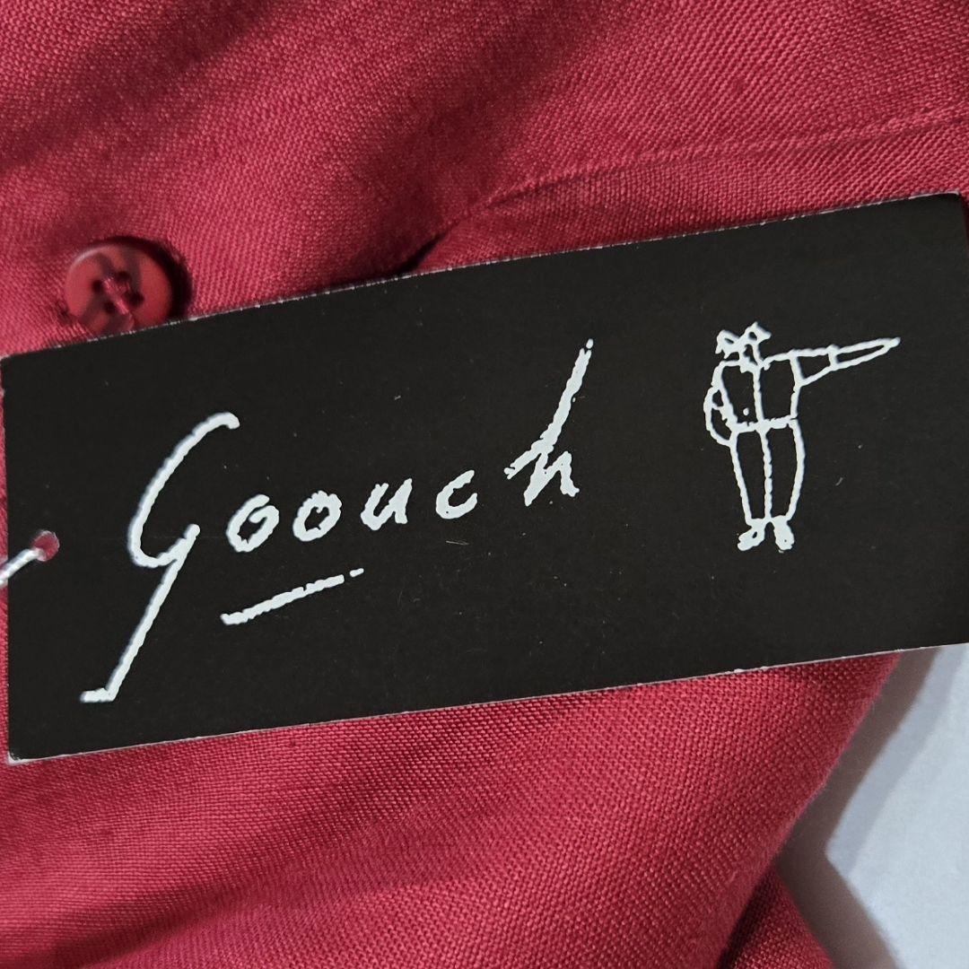 【激安】 デッドストック】goouch ワインレッド系 L 半袖リネンシャツ トップス