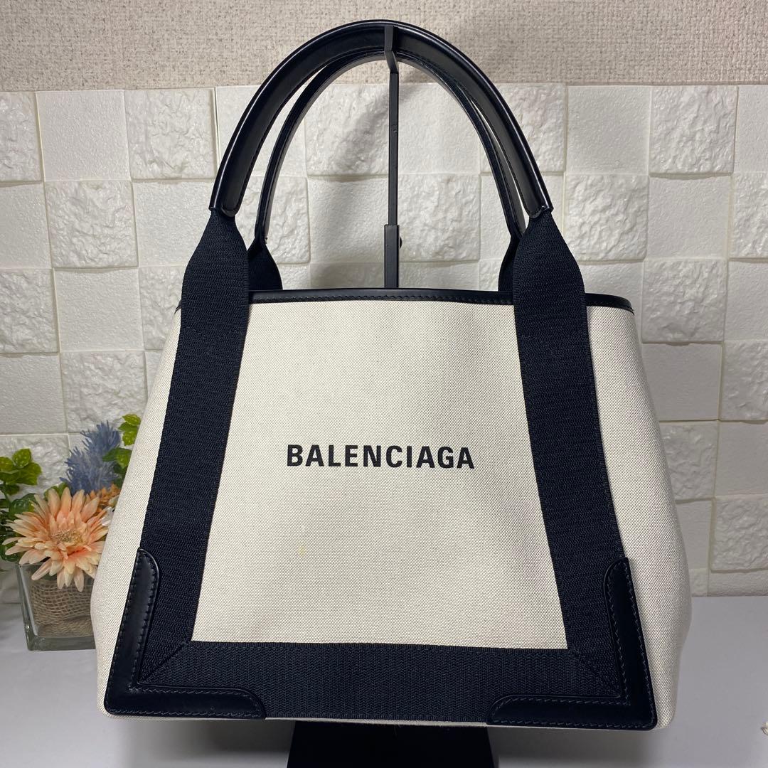 BALENCIAGA ネイビーカバス ハンドバッグ ポーチ有 白X黒BALENCIAGA BAG