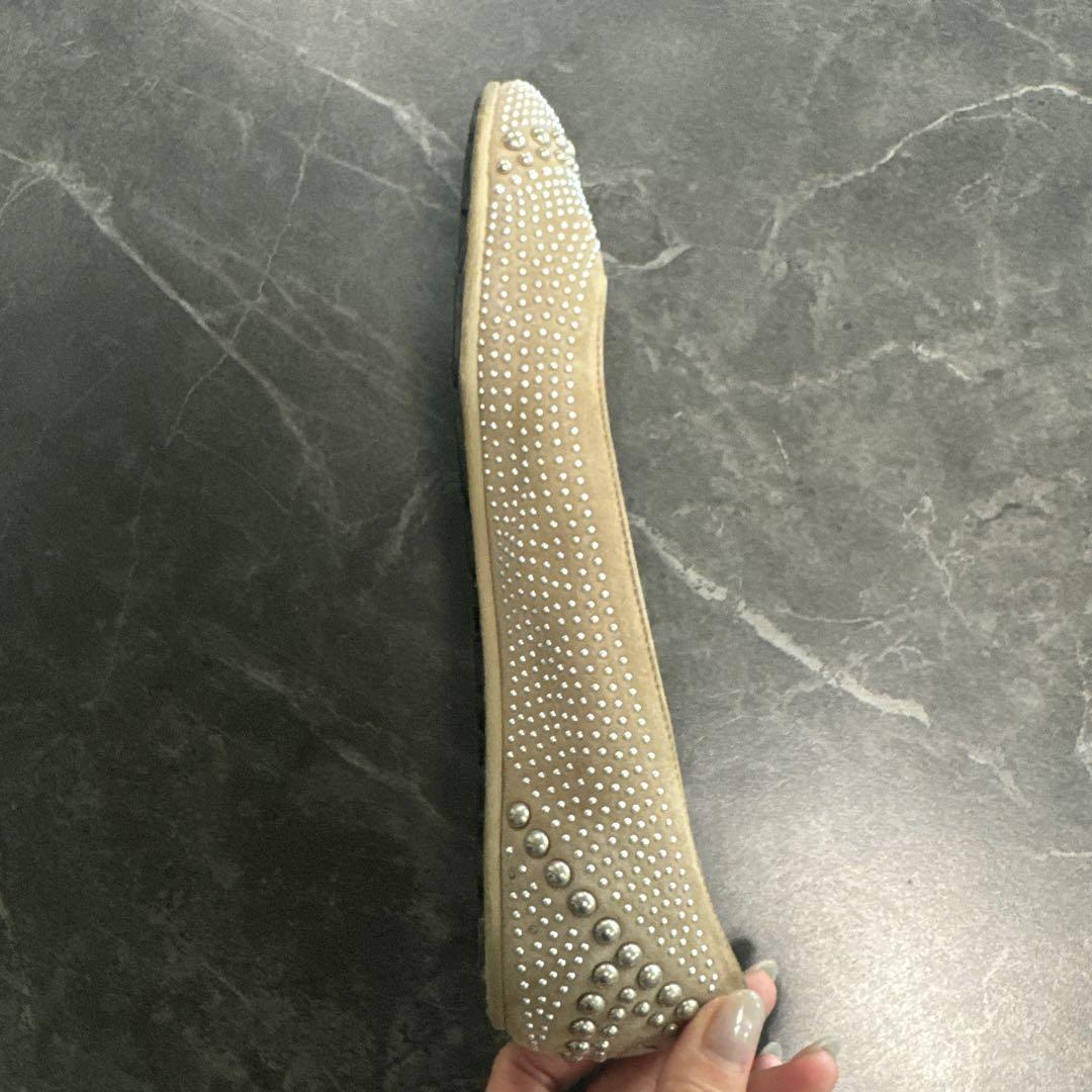 お値下げ中　JIMMY CHOO スタッズ付きフラットシューズ 38 ベージュ