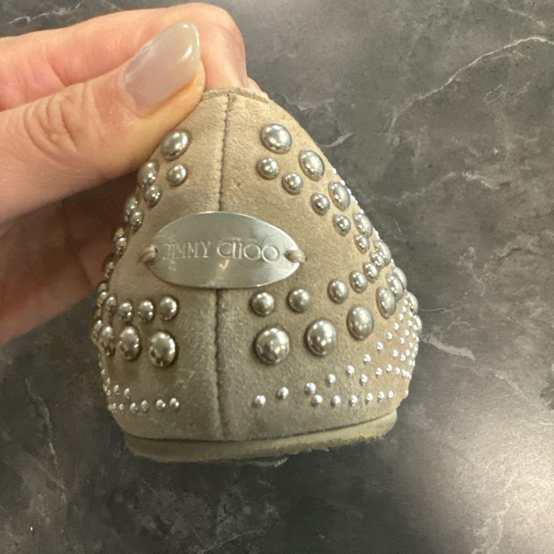 お値下げ中　JIMMY CHOO スタッズ付きフラットシューズ 38 ベージュ
