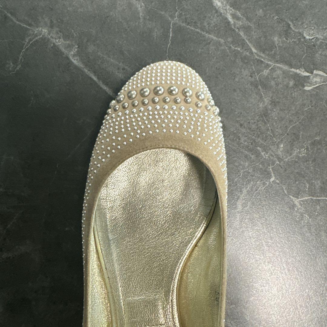 お値下げ中　JIMMY CHOO スタッズ付きフラットシューズ 38 ベージュ