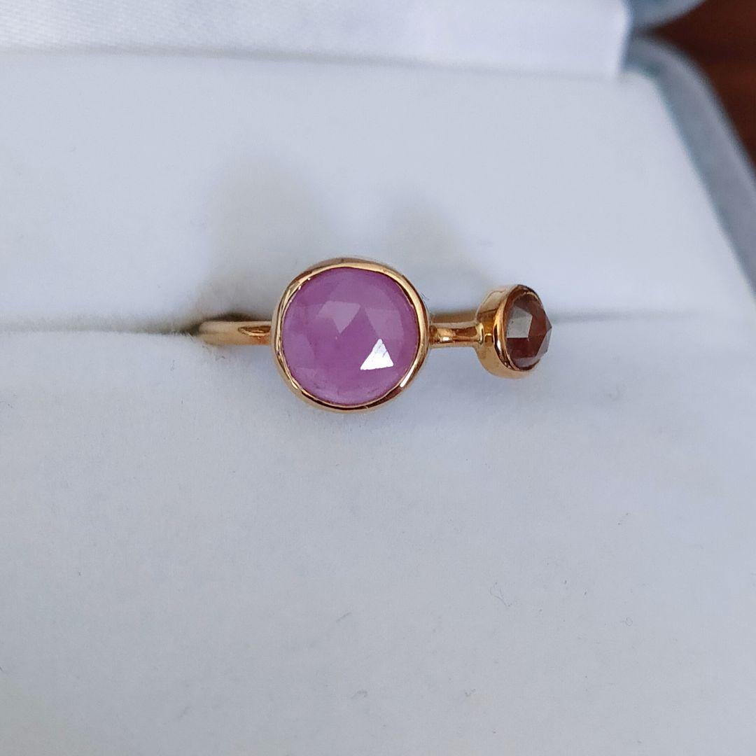 大人気限定SALE ローズカット K18YG 1.25ct fMNYU-m94016447927 ブラウンダイヤモンド×サファイア リング 得価新品