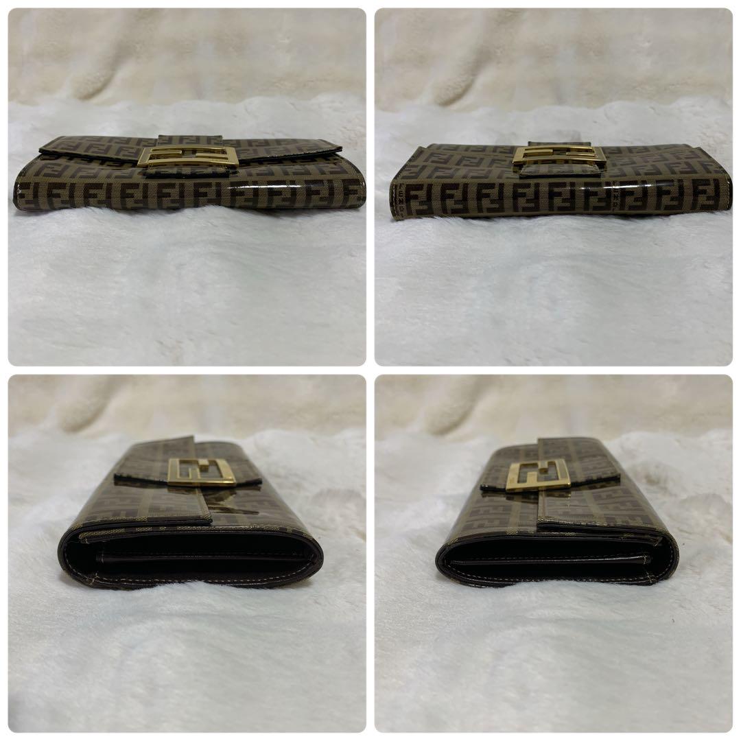 FENDIフェンディ 長財布 ウォレット ズッキーノ柄 エナメル