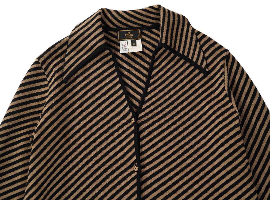 イタリア製 90s FENDI Maglia バイアス スキッパー カーディガン