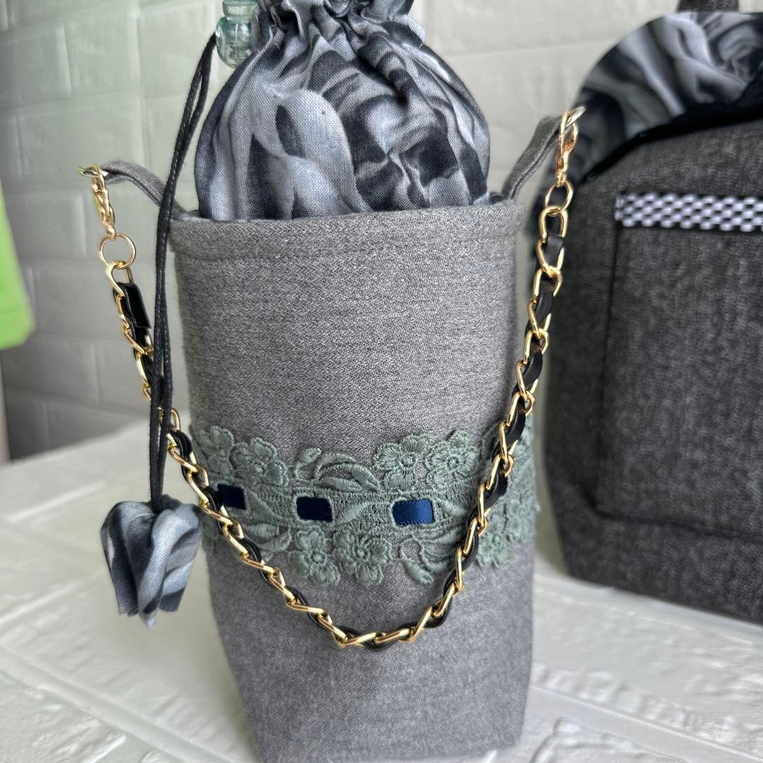 恵みの時 トートバッグ2段フリル&ペットボトルカバー(ハンドメイド