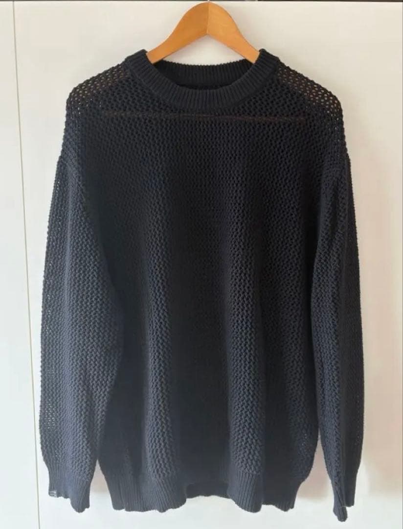 DELUXE メッシュ編みセーター ブラックS・DE LUXE